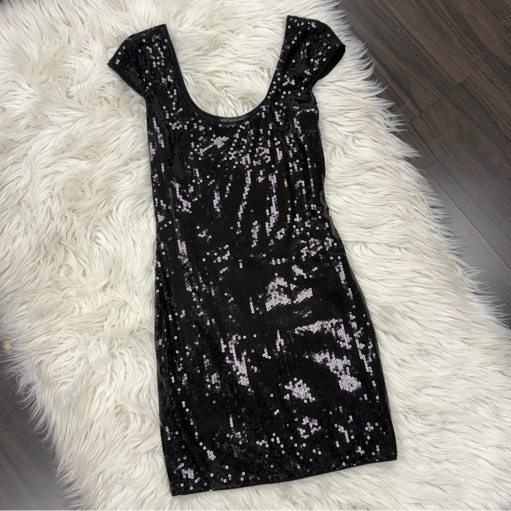 Armani Exchange Sequin Black Mini Dress - Picture 5 of 6